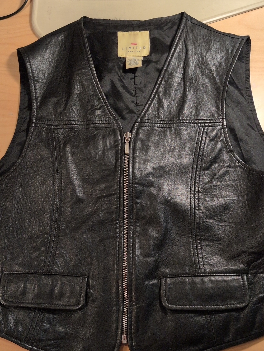 Vintage Y2K The Limited Black Leather Zip Front Vest